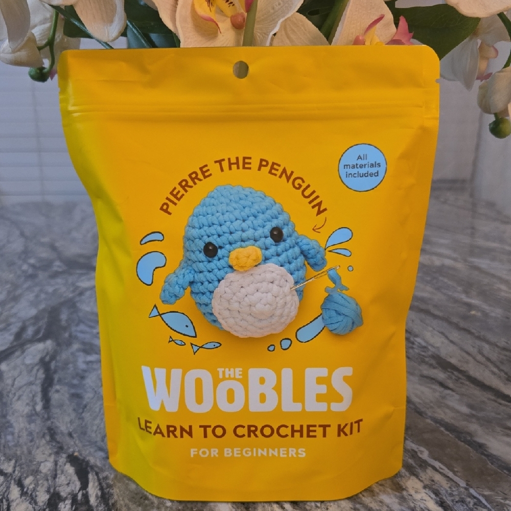 The Woobles "Pierre the Penguin" Crochet Kit - Yellow Packaging